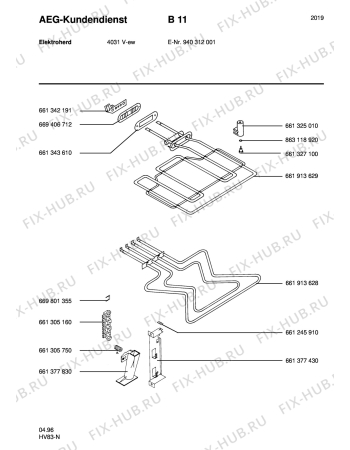 Взрыв-схема плиты (духовки) Aeg 4031V-W - Схема узла Section4